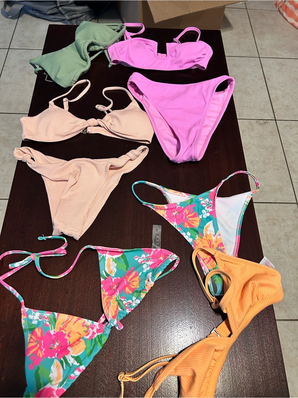 Mixed Women's Bikini Set Bundle - Pink, Peach, Green, Floral, Orange
